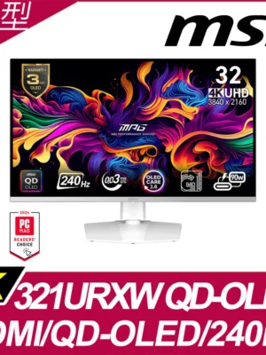MSI 微星 MPG 321URXW QD-OLED 平面電競螢幕(32型/4K/240Hz/0.03ms/QD-OLED/Type-C)